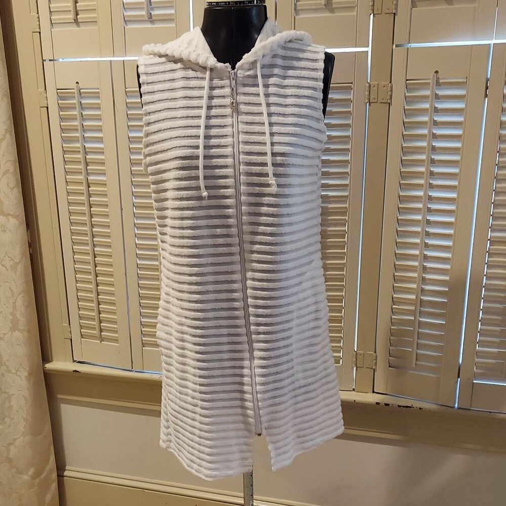 Beach Coverup Sleeveless White Stripe Burnout by Coco Bay Miami Size S